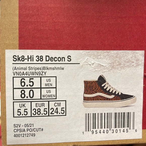 Vans Sk8-Hi 38 Decon S Animal Stripes Black Marshmallow Men’s - Picture 15 of 16